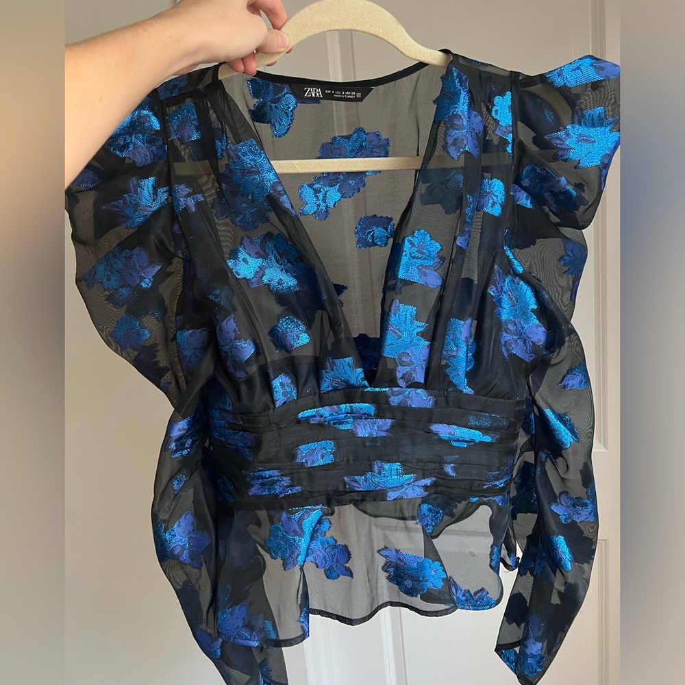 Zara Sheer Floral Top